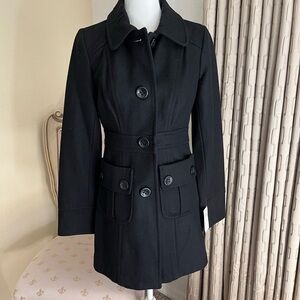 Tulle NWT Black Peacoat Wool Blend Jacket. Size Medium